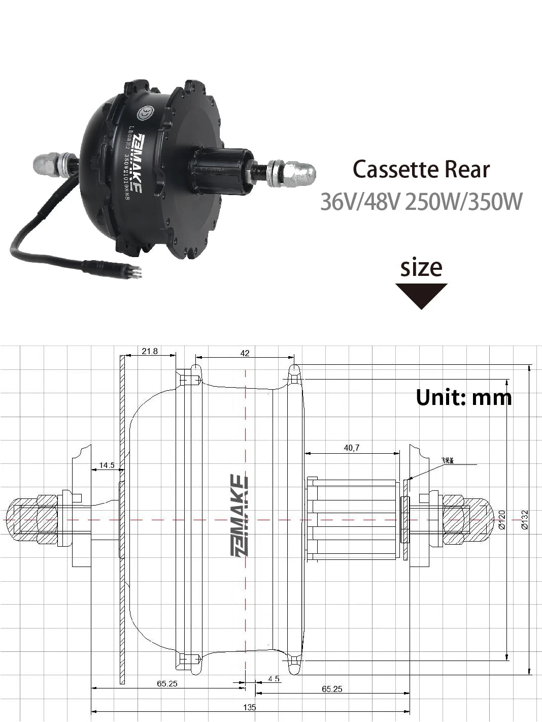 Ebike Motor Kit High Speed Brushless Gear Hub 36V 48V 350W 500W Electric Bike Conversion Front Cassette Rear displayp6 ZEMAKE