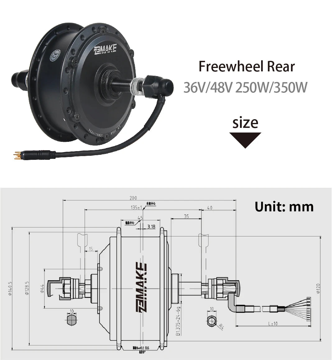 Ebike Motor Kit High Speed Brushless Gear Hub 36V 48V 350W 500W Electric Bike Conversion Front Cassette Rear displayp6 ZEMAKE
