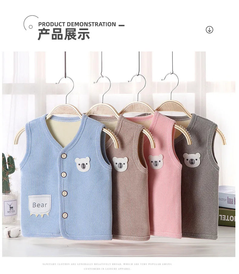 Kids Clothes Waistcoat Children's Vest  Boy Girl Thicken Velvet lining Keep Warm Jackets Vest Children's Clothing  Autumn Winter