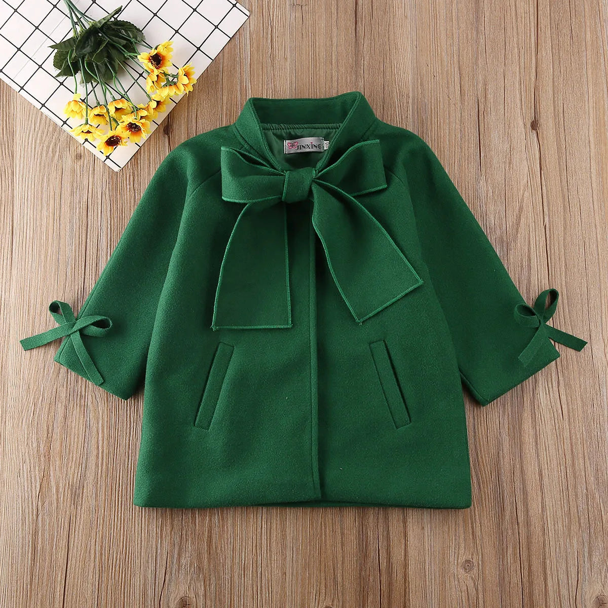 Children Coats for Girls Trench Jacket for Kids Fashion Korean Bow Outerwear Autumn Teenage Clothes Girls Long Coat Windbreaker