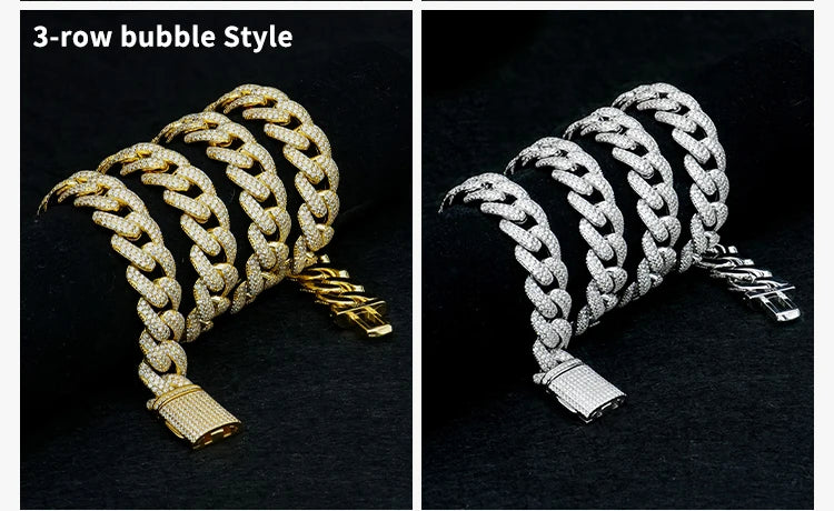 6mm-16mm Width Cuban Link 925 Sterling Silver Gold Plated Full of Iced Out Moissanite Hiphop Necklace  Cuban Chain for Rapper