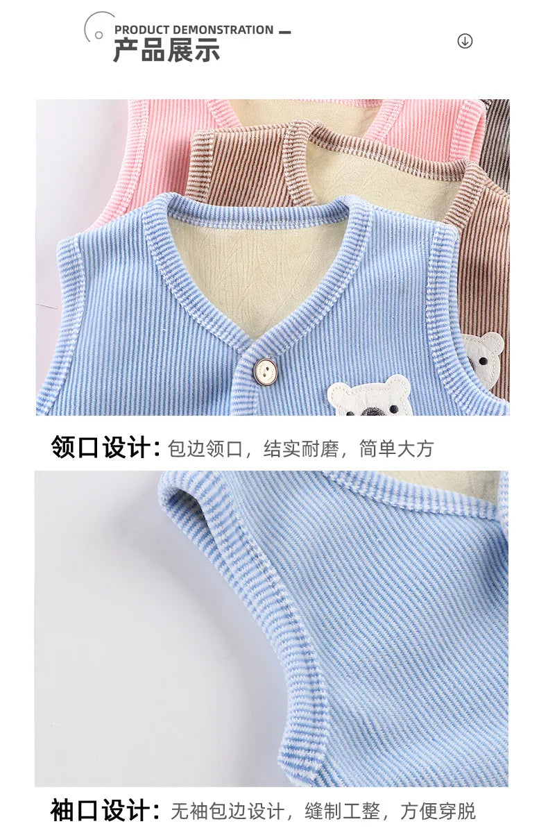Kids Clothes Waistcoat Children's Vest  Boy Girl Thicken Velvet lining Keep Warm Jackets Vest Children's Clothing  Autumn Winter