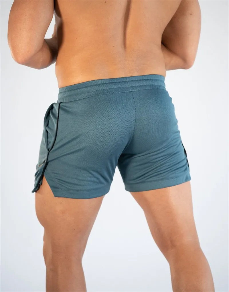 GITF Mens Gym Training Shorts Men Sports Casual Clothing Fitness Workout Running Grid quick-drying compression Shorts Athletics