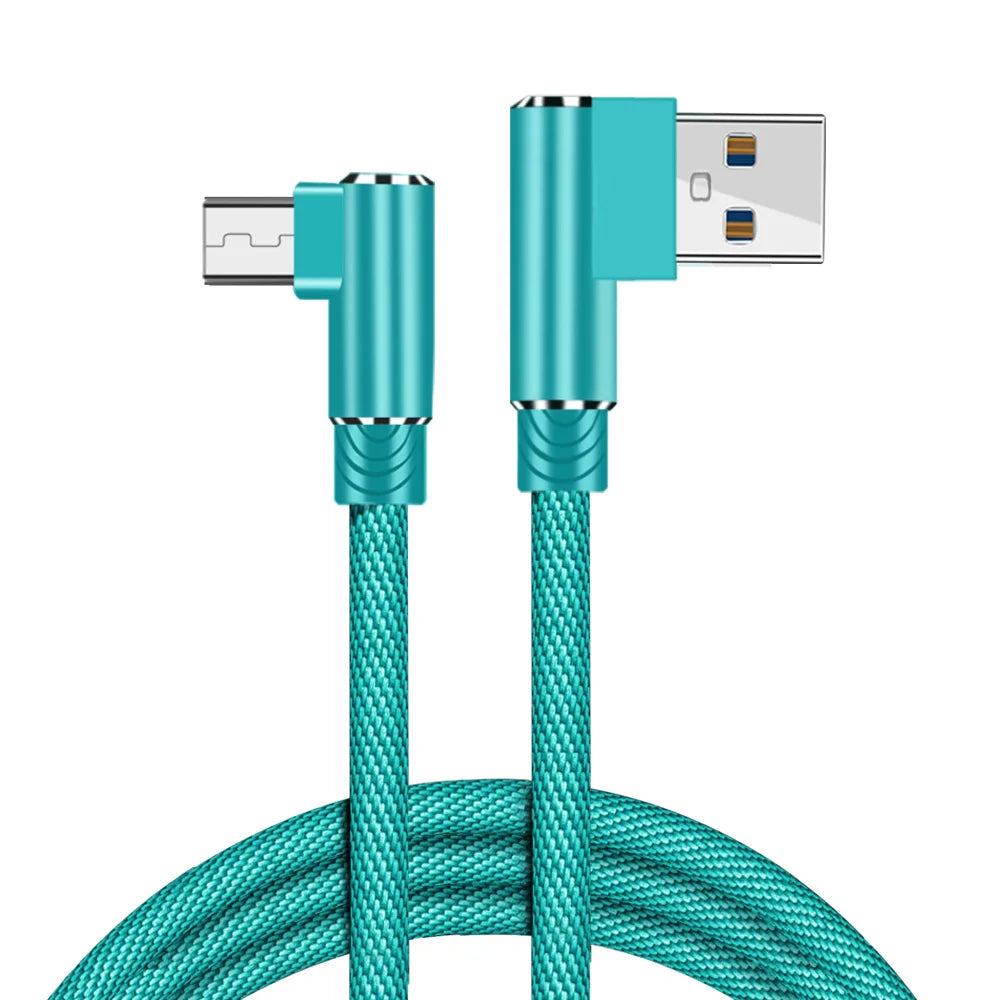 OLAF 1/2/3m L Shaped Connector Micro USB Charging Cable Nylon Braided Micro USB Cable fast Charging Cord Charger Wire Line