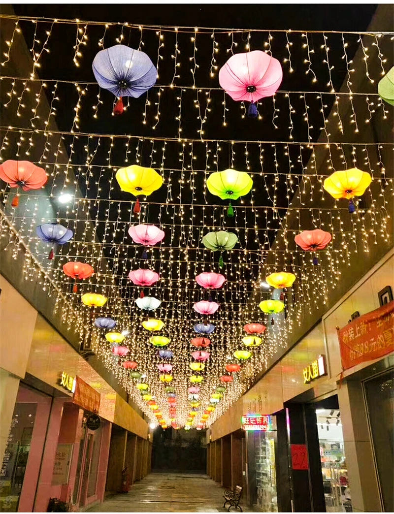 Christmas lights waterfall outdoor decoration 5M droop 0.4-0.6m led lights curtain string lights party garden eaves decoration