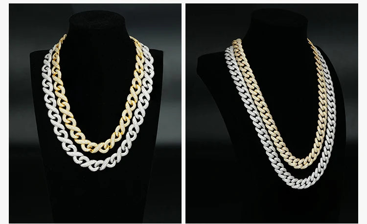 6mm-16mm Width Cuban Link 925 Sterling Silver Gold Plated Full of Iced Out Moissanite Hiphop Necklace  Cuban Chain for Rapper