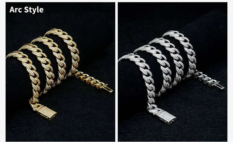 6mm-16mm Width Cuban Link 925 Sterling Silver Gold Plated Full of Iced Out Moissanite Hiphop Necklace  Cuban Chain for Rapper