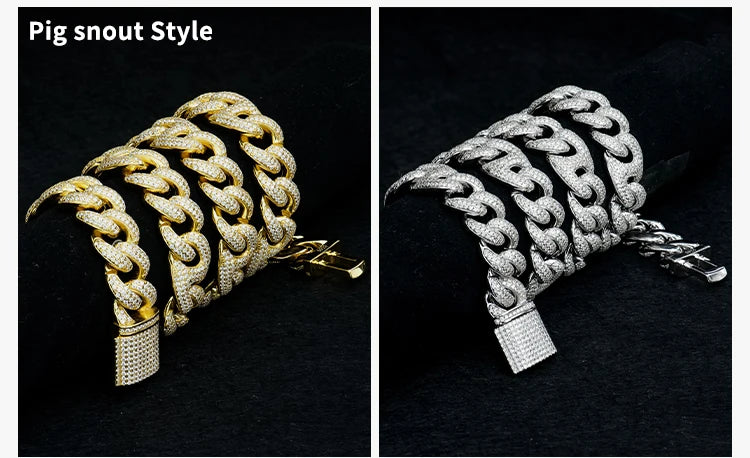 6mm-16mm Width Cuban Link 925 Sterling Silver Gold Plated Full of Iced Out Moissanite Hiphop Necklace  Cuban Chain for Rapper