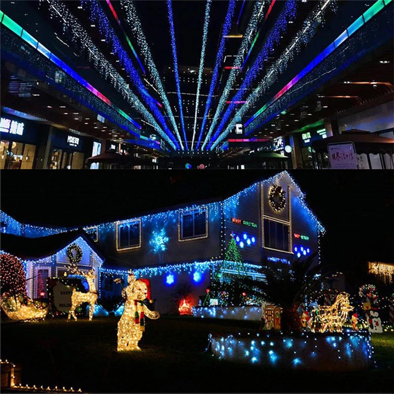 Christmas lights waterfall outdoor decoration 5M droop 0.4-0.6m led lights curtain string lights party garden eaves decoration
