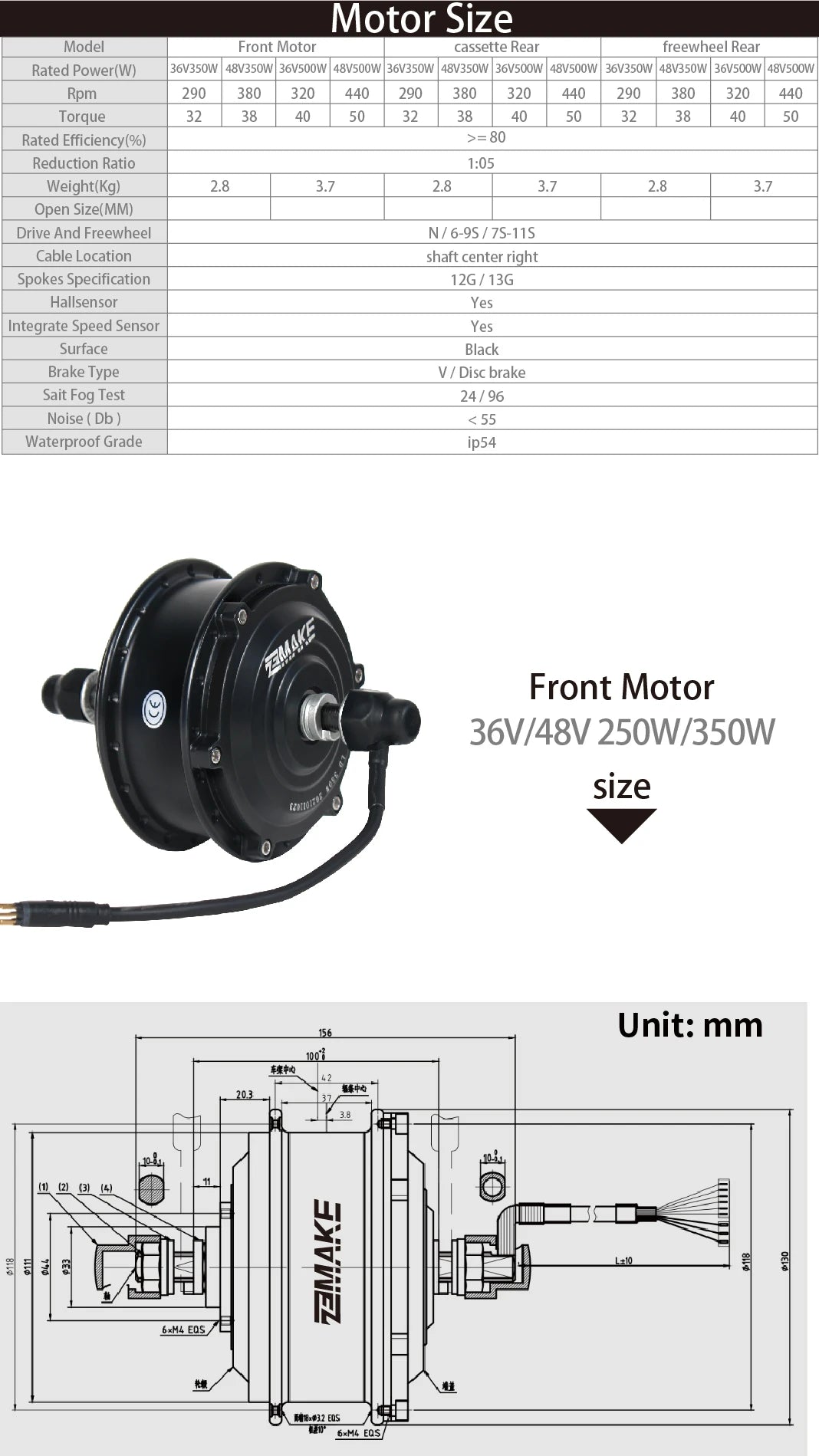 Ebike Motor Kit High Speed Brushless Gear Hub 36V 48V 350W 500W Electric Bike Conversion Front Cassette Rear displayp6 ZEMAKE