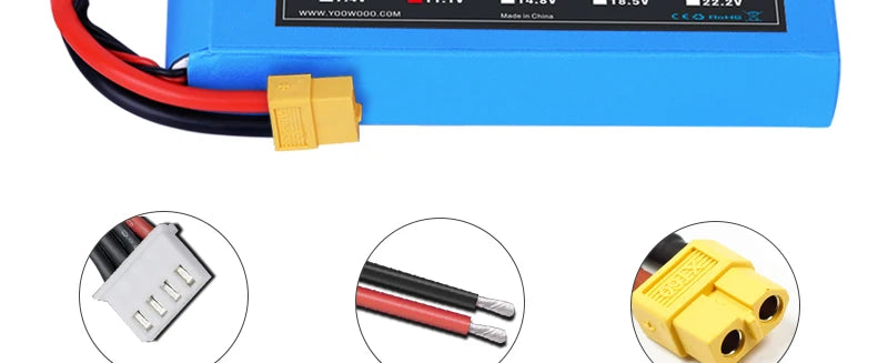 1PCS Yowoo RC Graphene Battery Lipo 2S 7.4V 3S 11.1V 4S 14.8 5S 18.5V 6S 22.2V 5000mAh 3000mah 2200mah 100C XT60 Car Helicopter