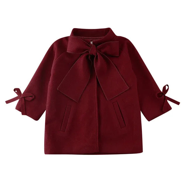 Children Coats for Girls Trench Jacket for Kids Fashion Korean Bow Outerwear Autumn Teenage Clothes Girls Long Coat Windbreaker