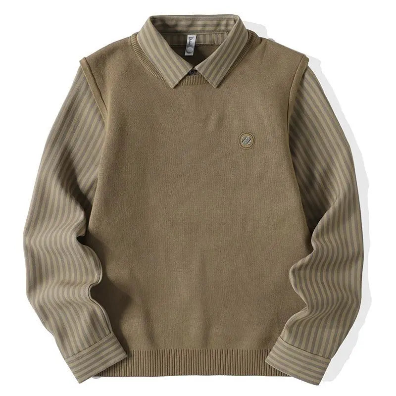 MenS Casual Pullovers For Daily Wear Spring And Autumn Comfortable Spliced Design Classic Style