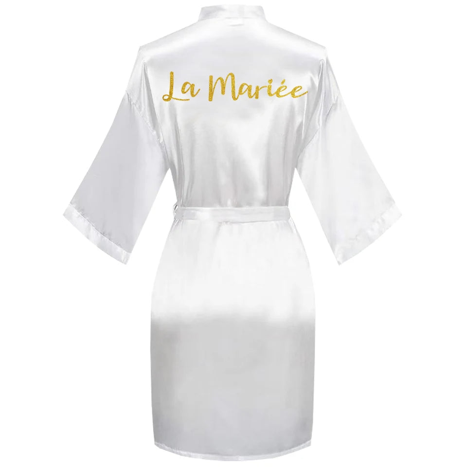 Wedding Bathrobe Bride Robe La Mariée Gown Bridal Robe White Elegant Bridal Nightgown for Brides Témoins