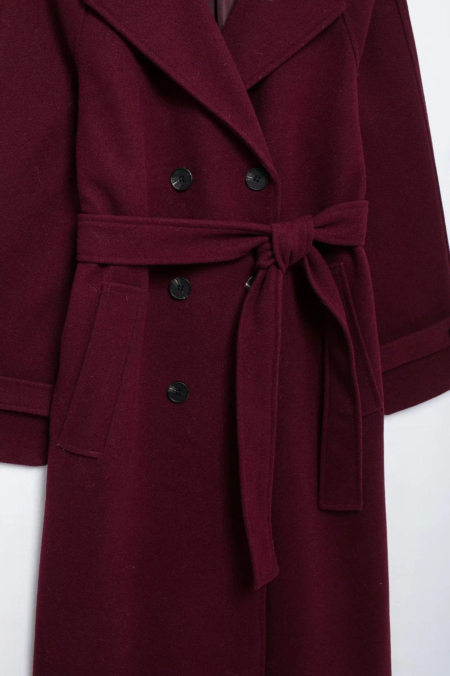 HH Winter Elegant Women Turn-Down Collar Long Coat Solid Long Sleeves Pocket Belt Double-Breasted Female Slim Windbreaker Coats