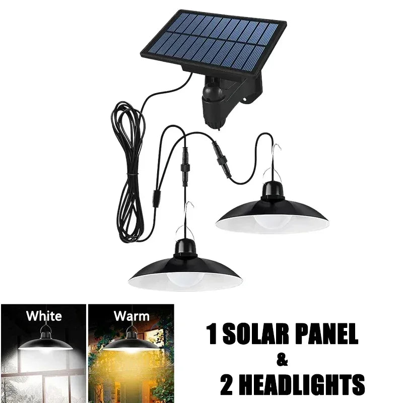 Solar Pendant Lamp Outdoor Waterproof Chandelier Light Hanging Shed LED Decorations with Remote Control for Indoor Shed Barn Roo