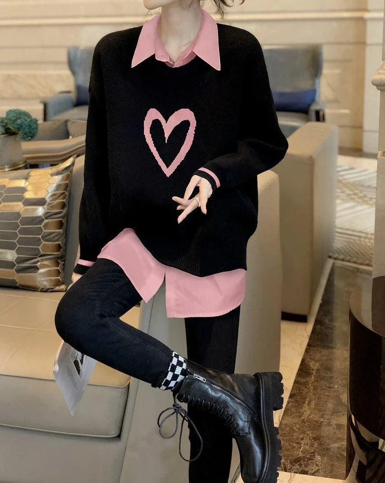 Pullovers Sweatshirts for Women Graphic with Orint on Female Clothes Y2k Japanese Streetwear Aesthetic Matching Warm E Kpop Tops