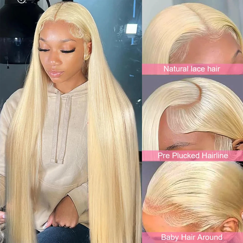 52 Inch 613 Blonde HD Lace Frontal Wig Human Hair Wigs 13x6 200 Density HD Transparent Lace Front Human Hair Wigs For Women