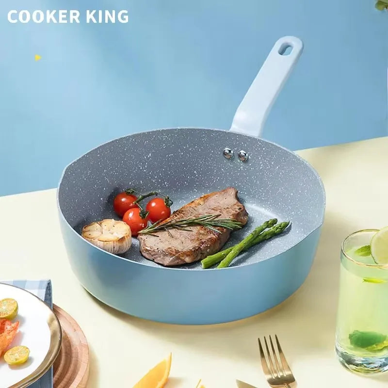 COOKER KING  24/26/28cm Maifan Stone Non-stick Frying Pan Pancake Household Chef Pot Universal Gas Induction Cooker Kitchenware