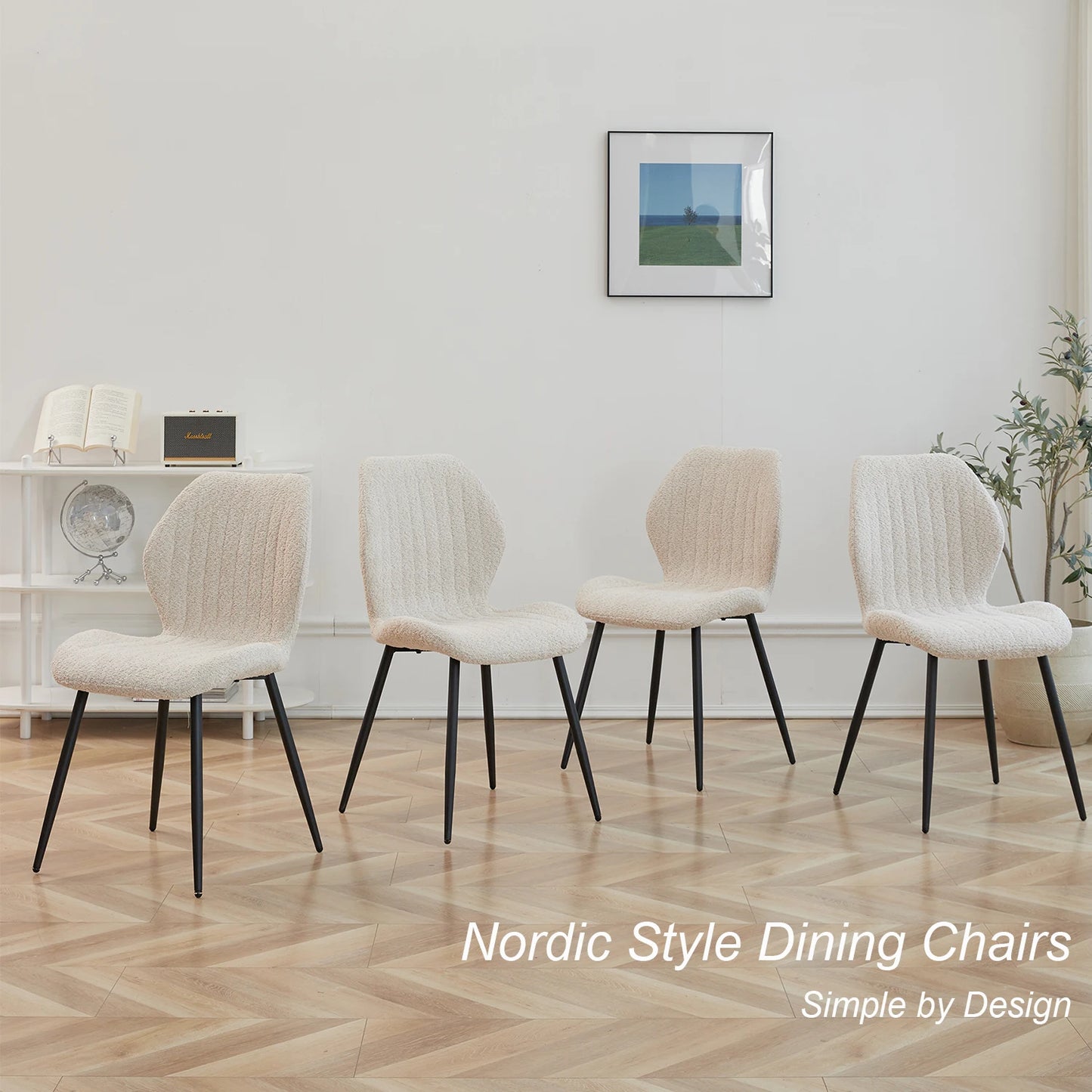 4Pcs/Set Modern Dining Chairs Padded Seat Iron Legs Nordic Minimalist office Chairs For Kitchen Living/Dining Room Restaurant