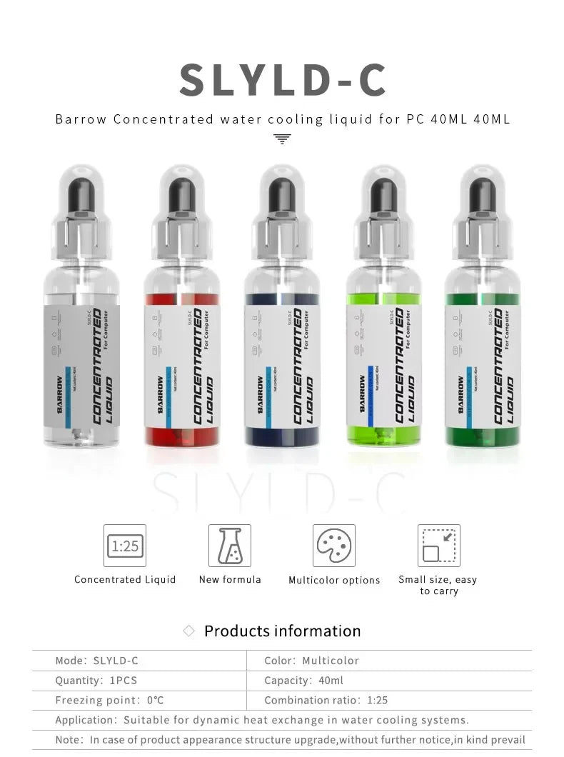 Barrow Water Cooling Liquid 40mL PC Coolant Anti-corrosion Thermal Fluid Cooling Special Concentrated Cold Liquid SLYLD-C