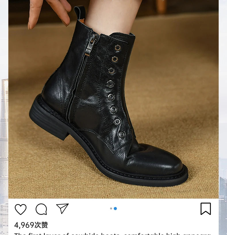 Ods Chelsea Boots High-top Boots Wear-resistant Breathable Fashion Trend Versatile Round Toe Casual Non-slip Spring and Autumn