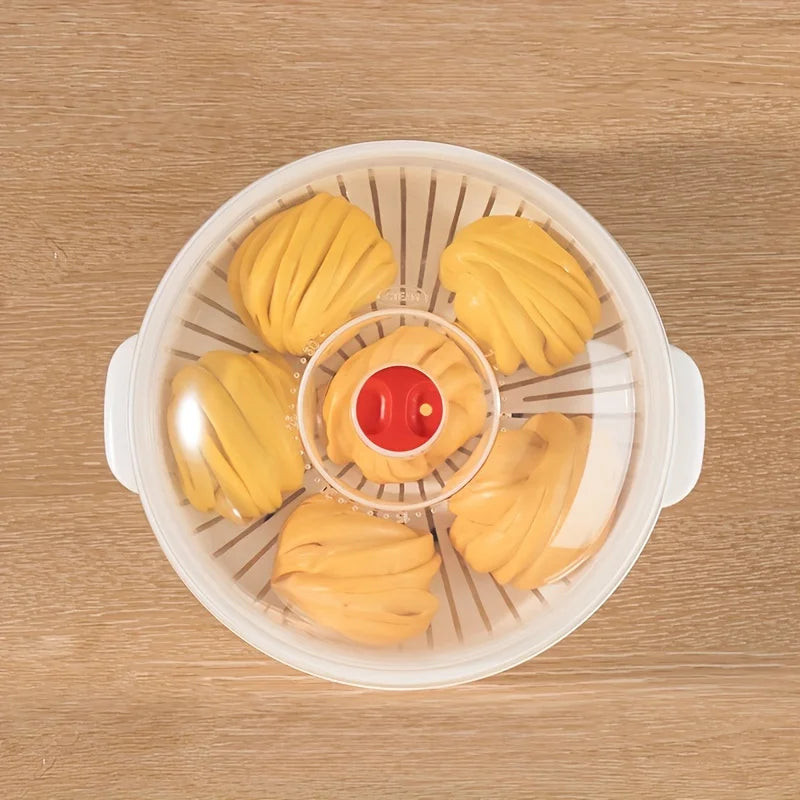 COOKER KING Microwave Heating Steamer Food Grade Household Water Adding Double Layer Thick Container Dish Steamer Steamer