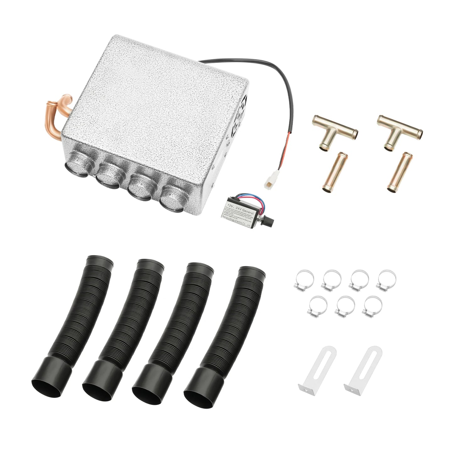 12V Universal Car Heater, Portable 8A Auto Heater with 4 Hoses, Fast Heating On-board Heater, Car Accessories