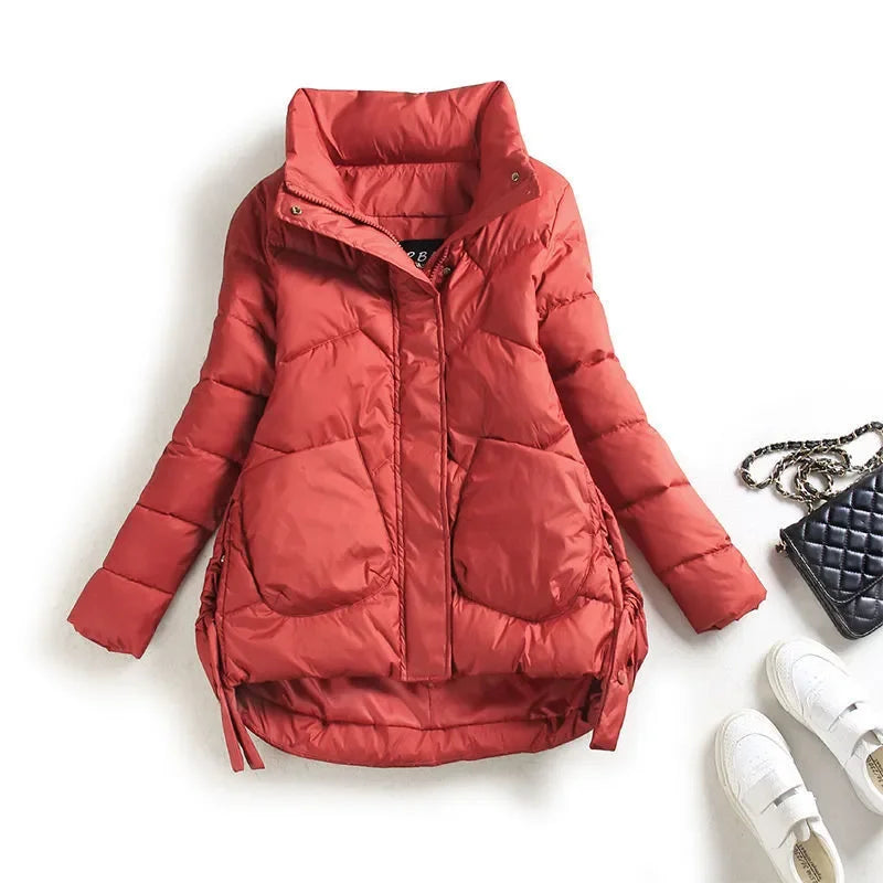 Winter Warm Coat Women's Fashion New Solid Color Hood Filled Down Cotton Coat Women's Clothing Winter Jacket Women 2023
