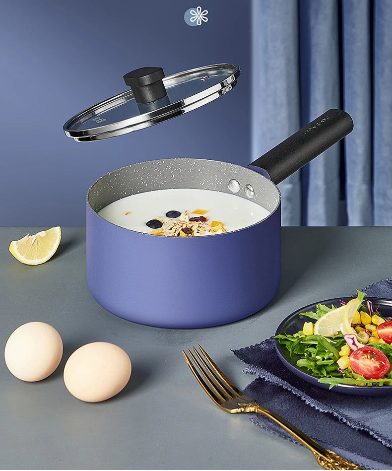 COOKER KING Spot Goods 16cm Milk Pot Medical Stone Coating Soup Pot Stainless Steel Cooking Noodles Stew Pot Boiling Congee Pan