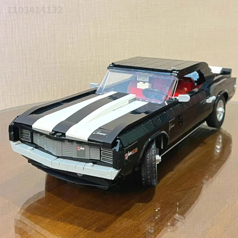 1456pcs Black Vintage Car Set Competition Car Assembly Adult Boy Toy Birthday Christmas Gift Compatible With 10304
