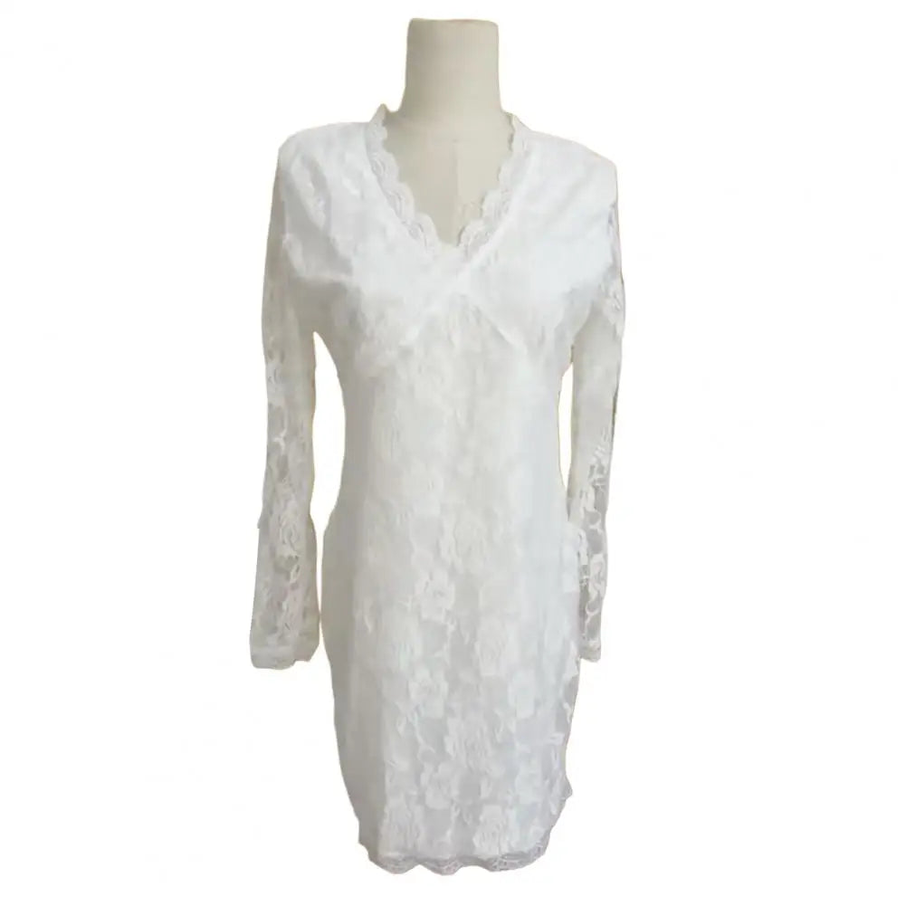 Fashion Ladies Dress Soft Lace Long Sleeves Waist Tight Elegant Ladies Wrap Hip Bodycon Dress  Party Dress Daily Wear