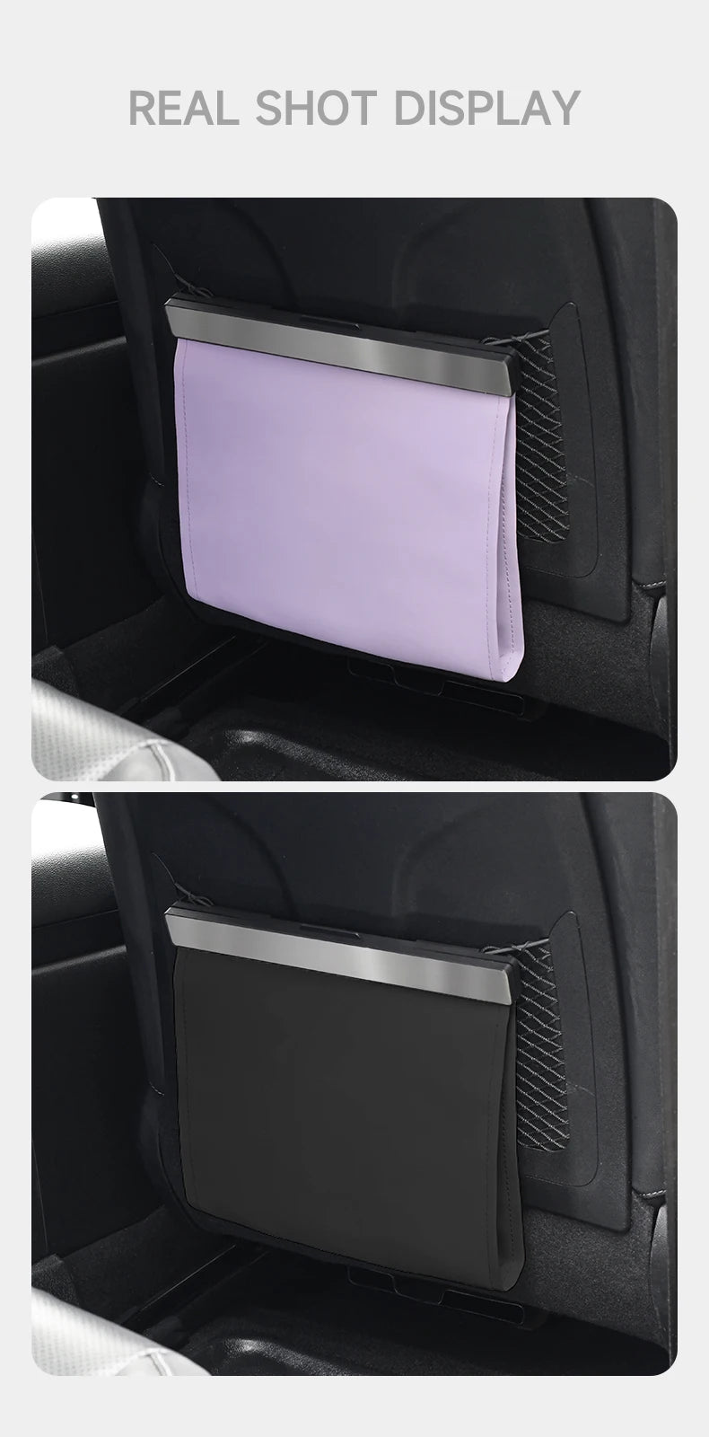 LED Car Garbage Bag Waterproof Magnetic Adsorption Trash Can Back Seat Hanging PU Leather Storage Box Pocket Leak-proof