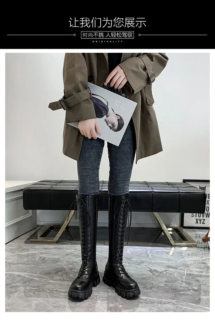 High Boots for Women 2025 New Women's Boots Fashion Womens Casual Shoes Wear-resistant Non-slip Women Platform Shoes Botas Mujer
