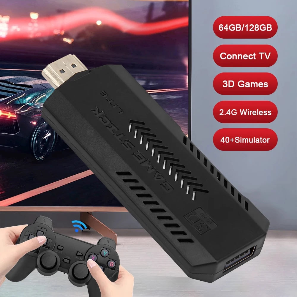 256G 58,000 Games GD10 Plus Game Stick 4K HD Video Game Console 2.4G Double Wireless Controller Game Stick For N64/PSP/PS1/GBA