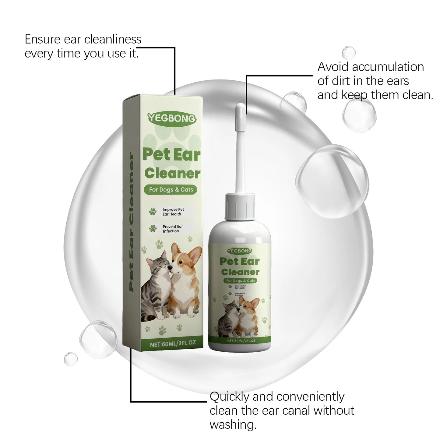 Universal Pet Ear Care Drops (Cats & Dogs) - Gentle Cleansing, Odor Removal. Daily Nourishment & Ear Care for Pets