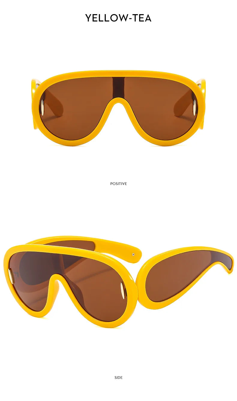 SHAUNA Oversized Women Goggle Sunglasses Trending Men One-Piece Mirror Shades UV400