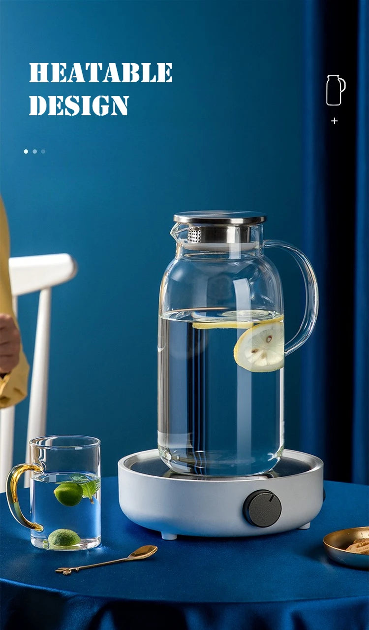 COOKER KING 1.8/2.5L Glass Water Kettle High Borosilicate Glass Large Capacity Teapot High Temperature Resistance Office Use