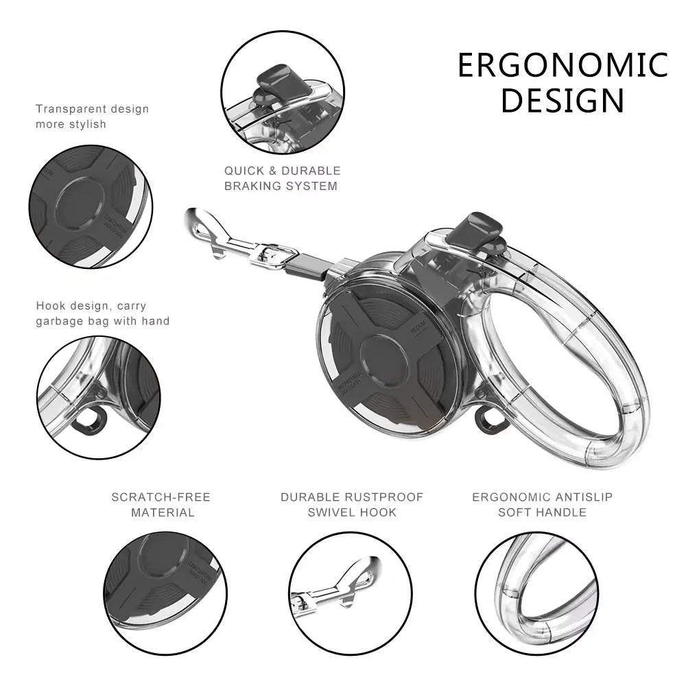 Retractable dog leash, 13 feet (about 4 meters) strong nylon strap, suitable for small dogs and cats, smooth telescopic,