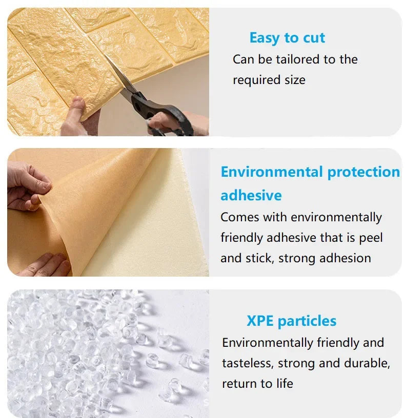 3D Wall Sticker 70cmx2m Continuous Retro Imitation Brick Wallpaper Self Adhesive Waterproof Wallcovering Living Room Wall Decor