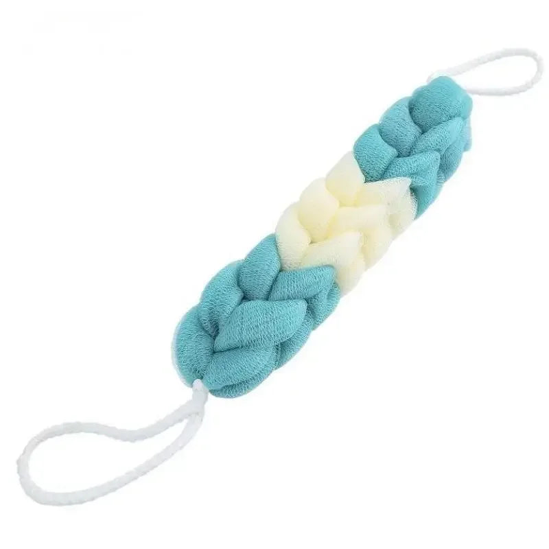 Exfoliating Bath Towel - Long Handle Back Scrubber for Deep Cleansing, Color Block Design Mesh Body Scrub