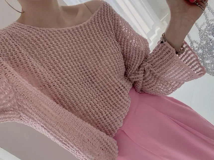 Hollow Out Pullovers Women Baggy O-neck Clothing Spring Casual Simple Elegant Vintage See-through Streetwear Lady Ulzzang Tender