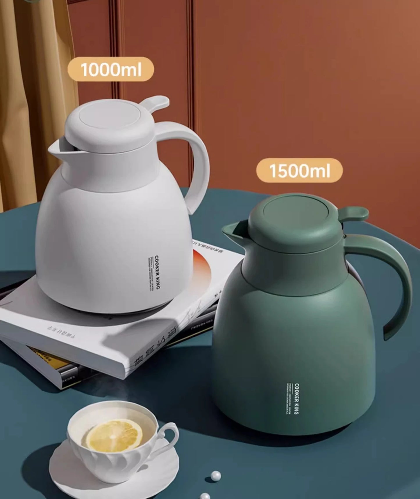 COOKER KING Thermo Jug Glass Inner Insulation Pot Thermal Kettle with Handle Dormitory Thermal Flask Keep Warm＆Cold Water Kettle