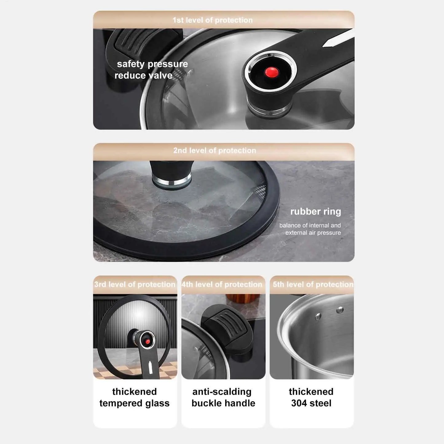 Portable Pressure Cooker Fast Cooking Stew Pot Pressure Cooker Stainless Steel Fast Cooking Multifunctional Kitchen Accessories