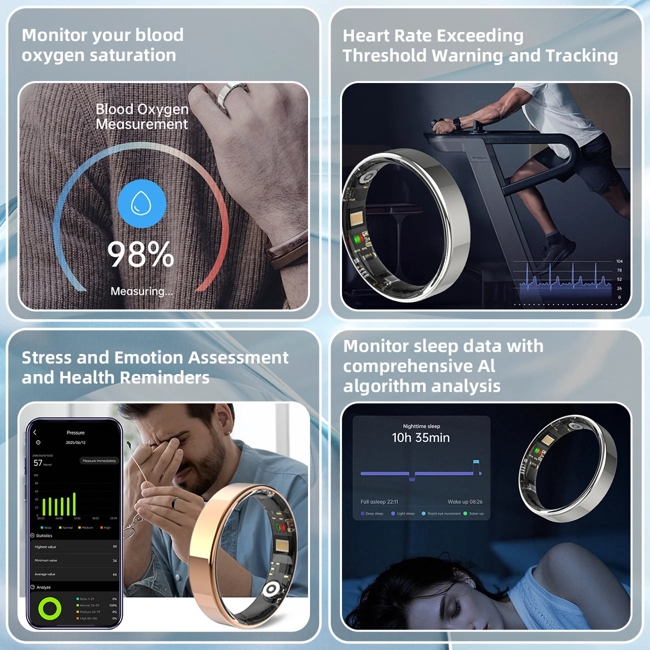 2025 New Health Smart Ring For Android IOS BT Call Heart Rate Blood Pressure Monitor 5ATM Waterproof Men Women For Xiaomi Gift
