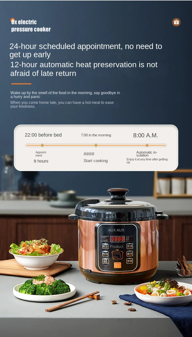 Electric pressure cooker, household multifunctional rice cooker, intelligent 5-liter large capacity