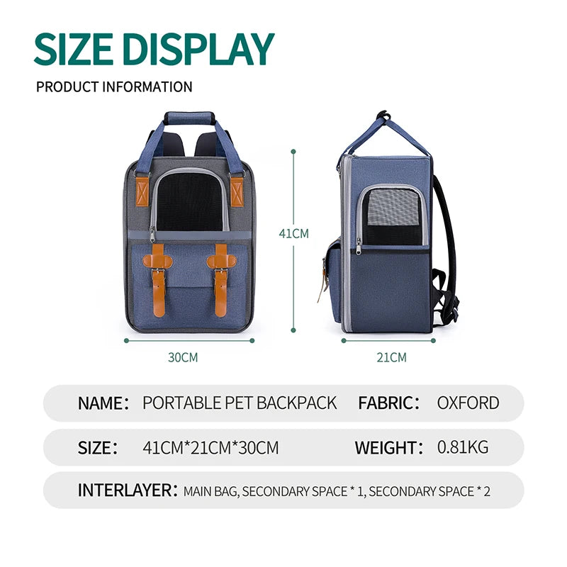Portable Travel Pet Backpack , Dogs and Cats Travel Portable Back Bag, Large capacity, Pet Carrier Bag for Cats and Dogs,Portabl