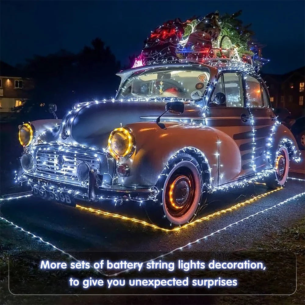 Christmas Lights Outdoor Battery Power String Lights Waterproof Twinkle Fairy Mini Lights with 8 Modes Remote Indoor White