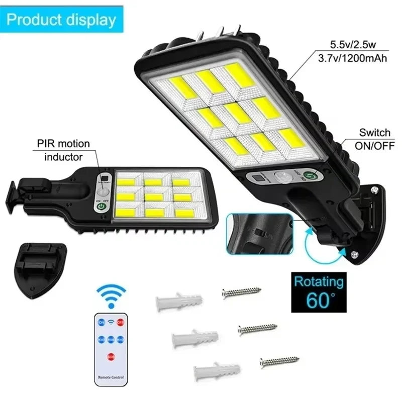 Solar Lights Outdoor With 3 Mode Waterproof Motion Sensor Security Lighting Wall COB Street Lamp for Garden Patio Garage Light