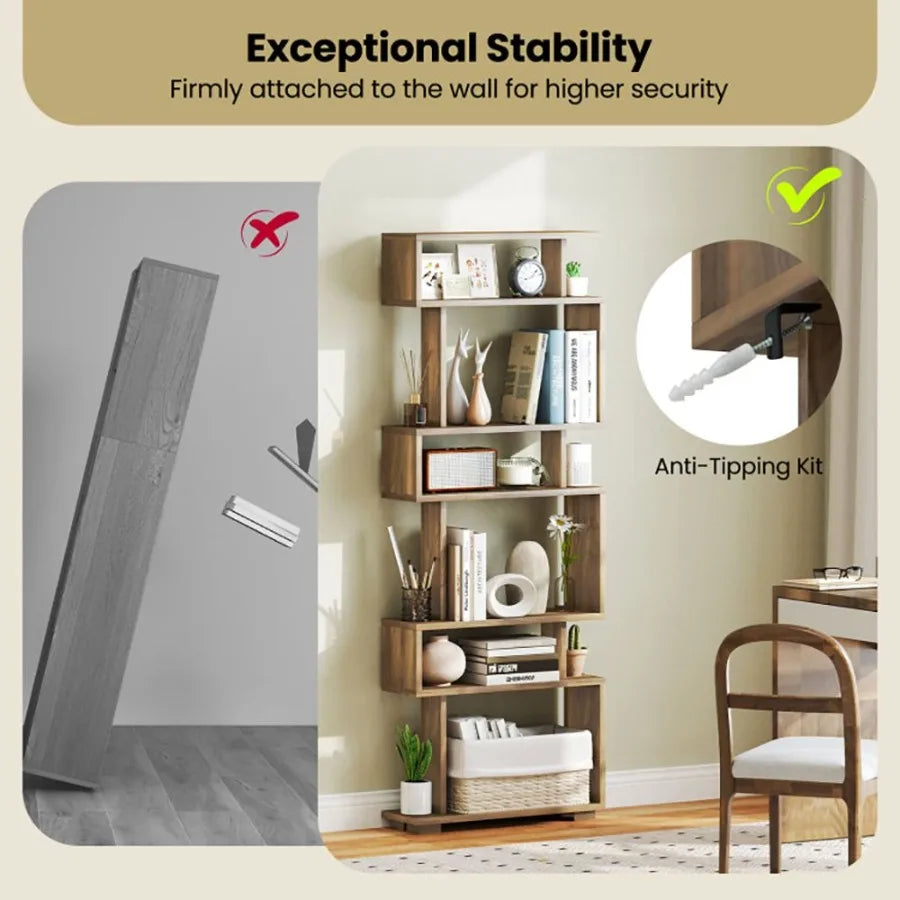 6Tier Bookcase with AntiTipping Kit